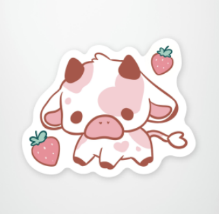 Sticker Strawberry Cow